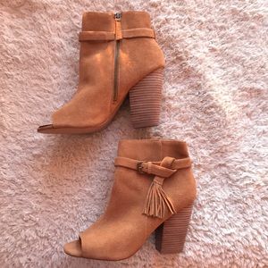 Joe’s Jeans Peep Toe Tassel Heeled Boot NEVER WORN